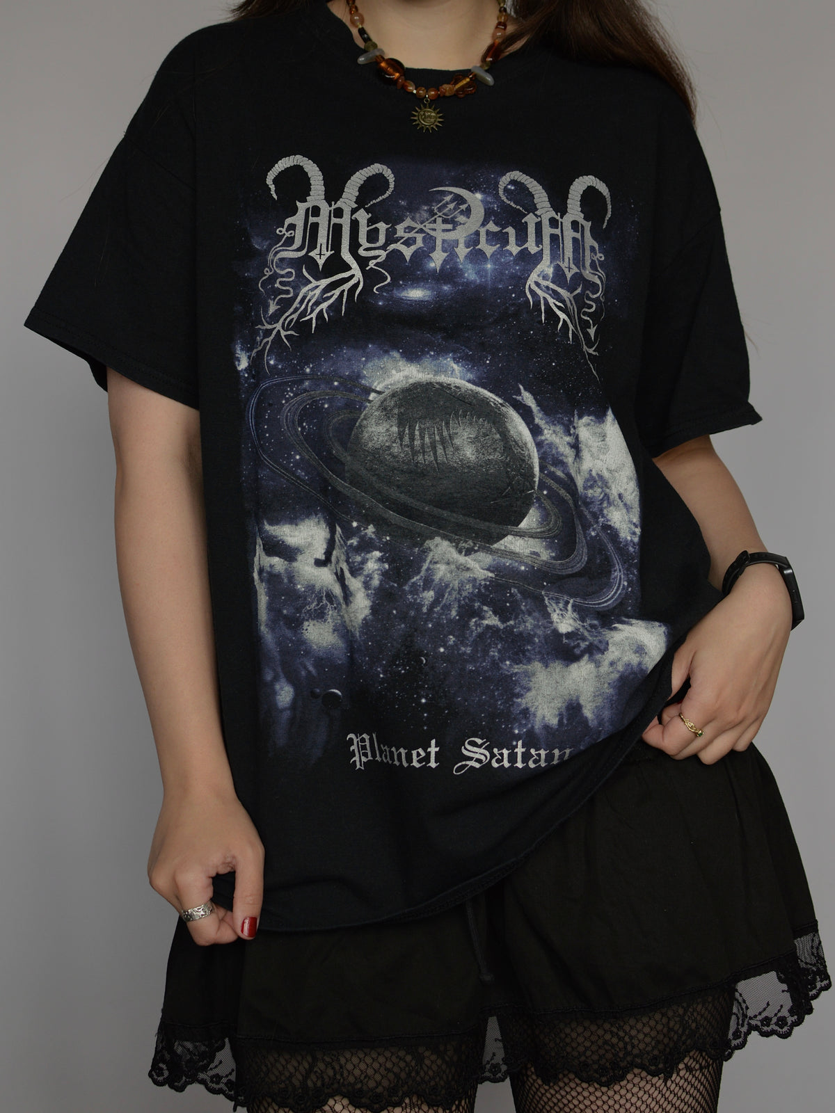 Футболка мерч Mysticum Planet satan(m/L)