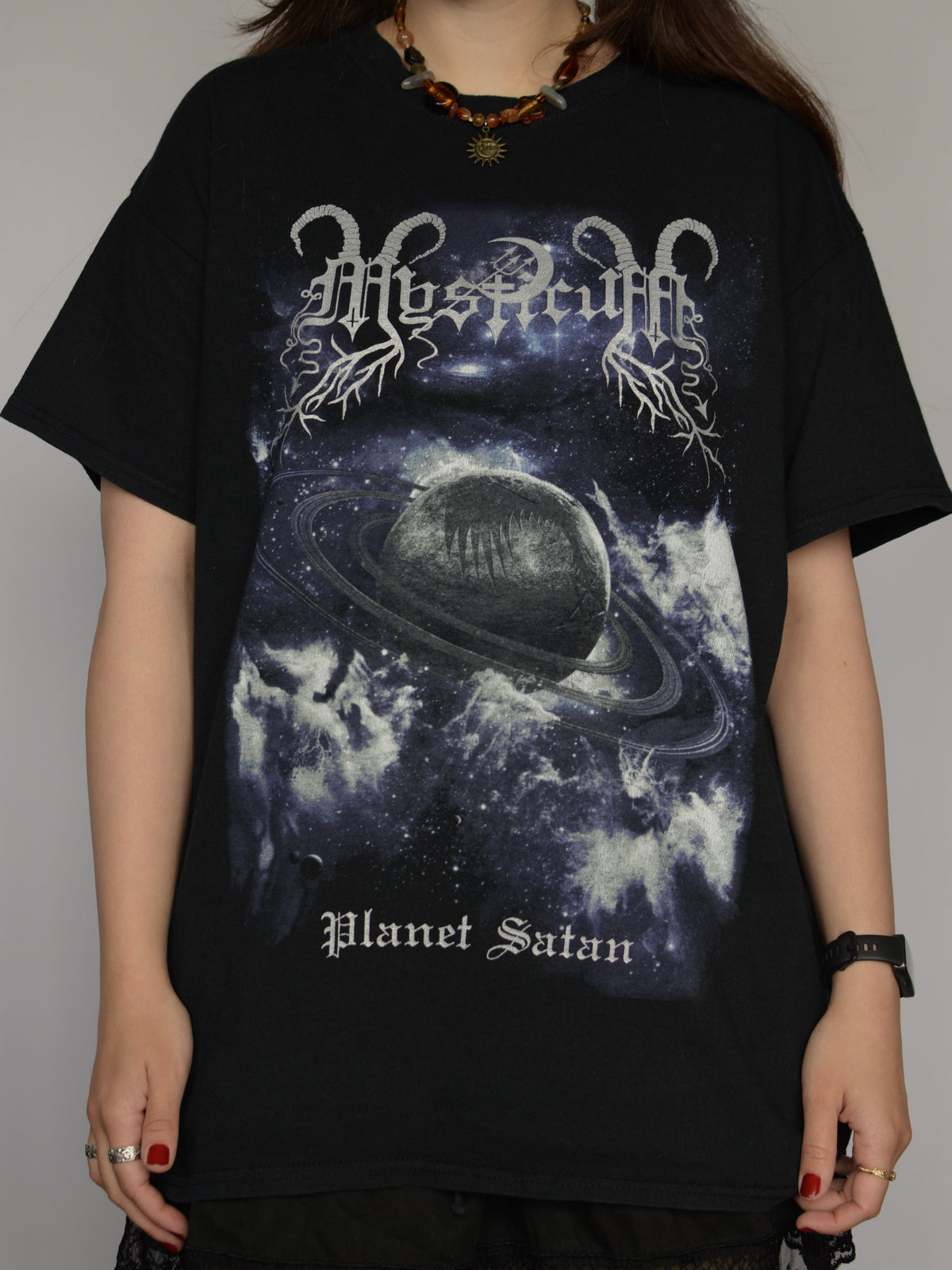 Футболка мерч Mysticum Planet satan(m/L)
