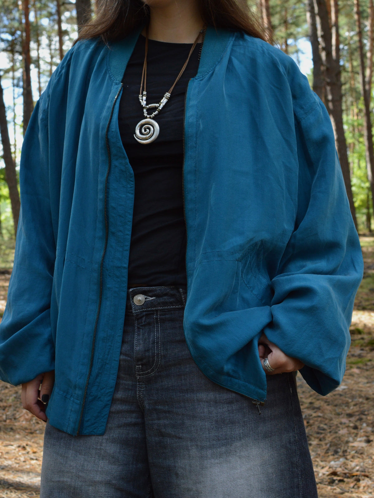 вінтажна шовкова куртка(XL)