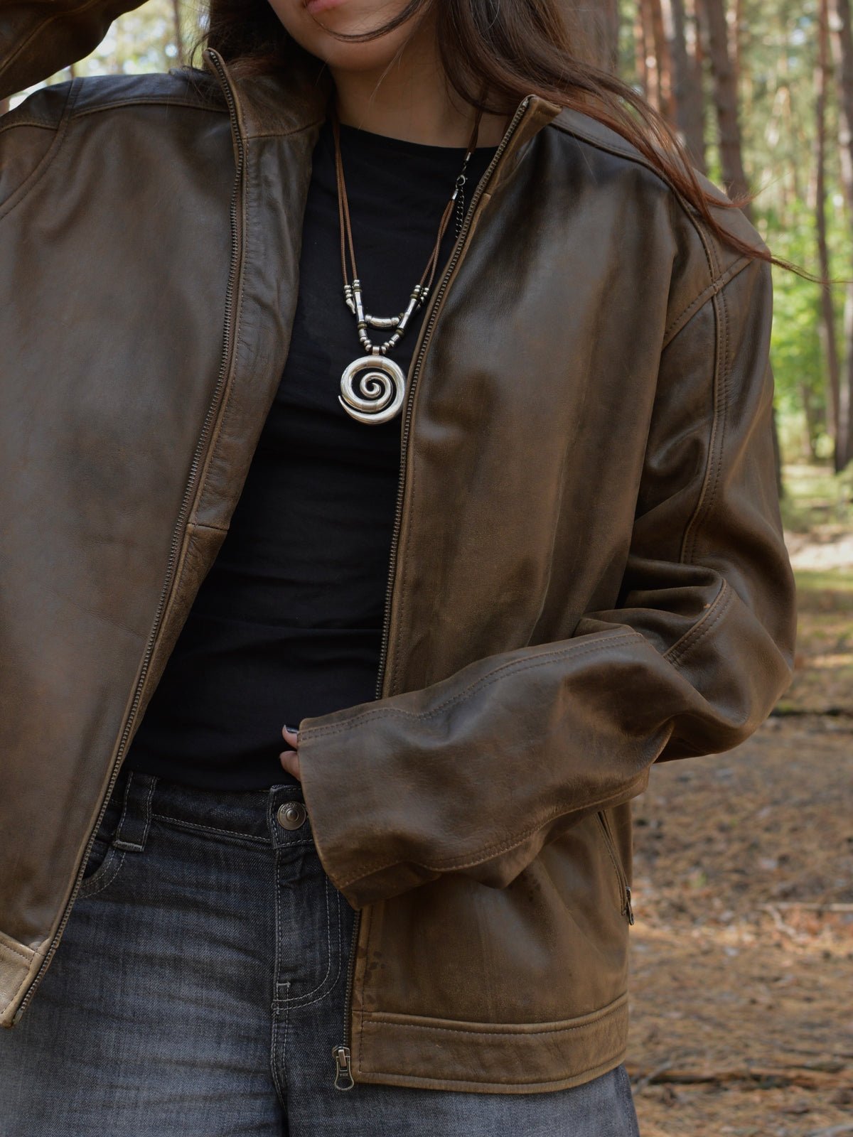 Вінтажна шкірянка Real Leather(L)