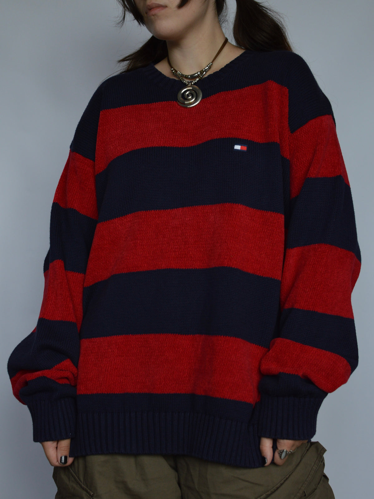 Розкішний светр в смужку 90х Tommy Hilfiger (L/XL)