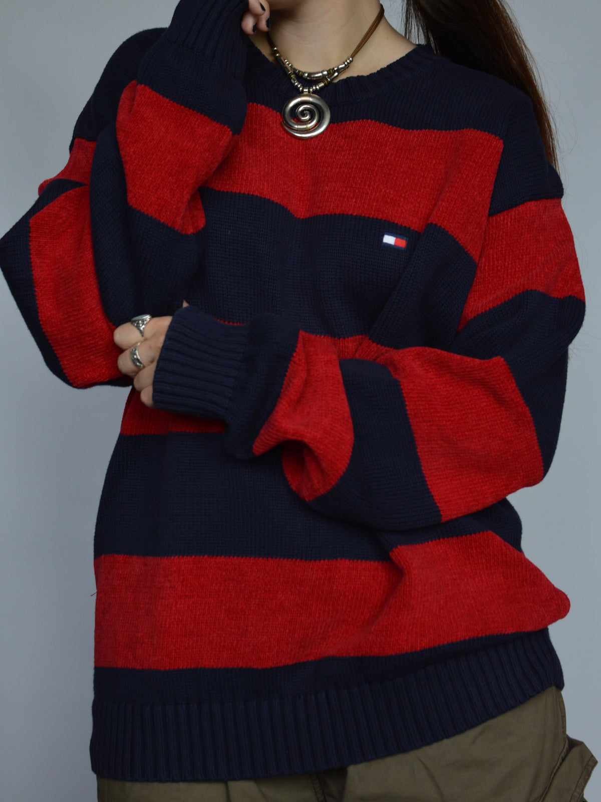 Розкішний светр в смужку 90х Tommy Hilfiger (L/XL)