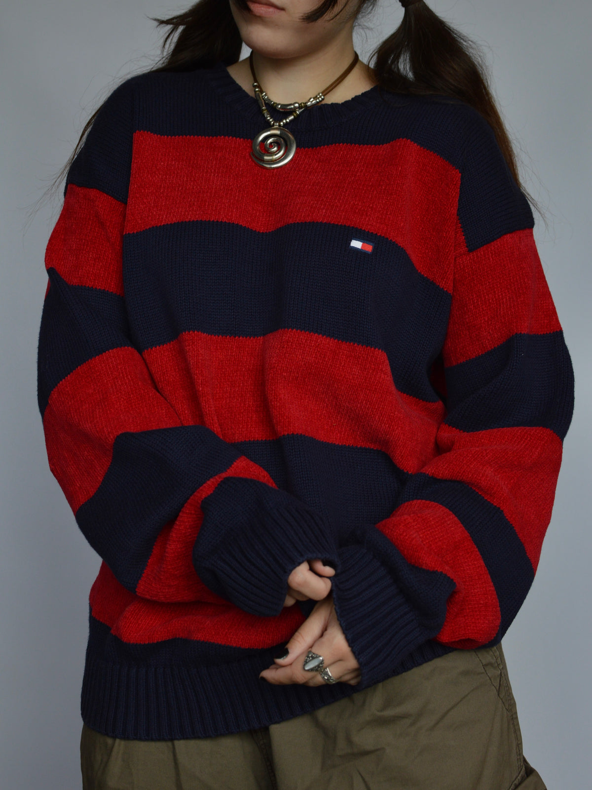 Розкішний светр в смужку 90х Tommy Hilfiger (L/XL)