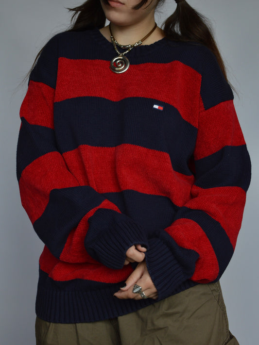Розкішний светр в смужку 90х Tommy Hilfiger (L/XL)