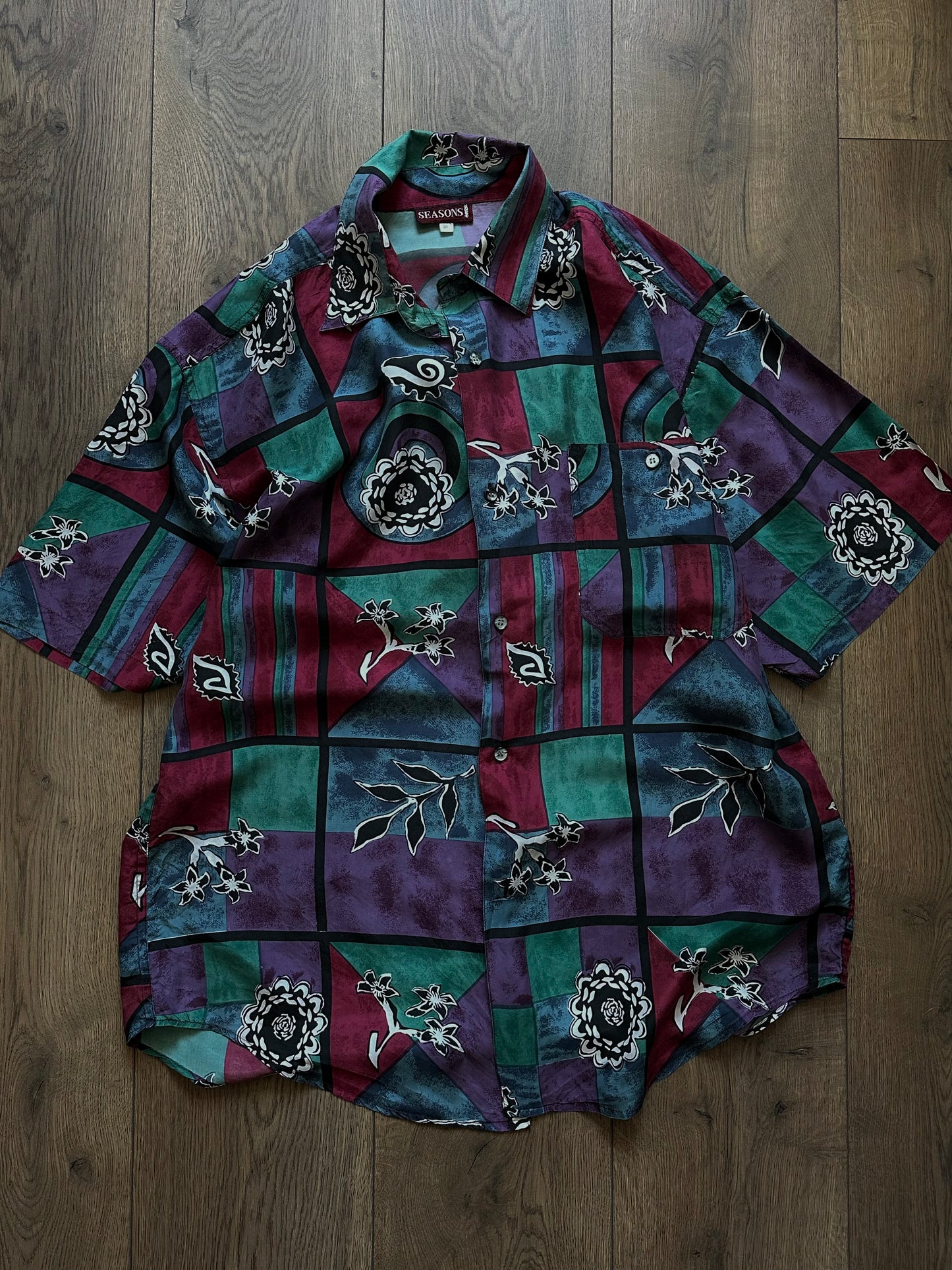 Розкішна шовкова сорочка в орнамент Seasons (L)