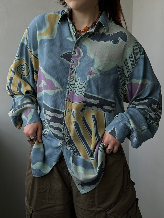 Вінтажна абстрактна сорочка Marc Thombard(L/XL)