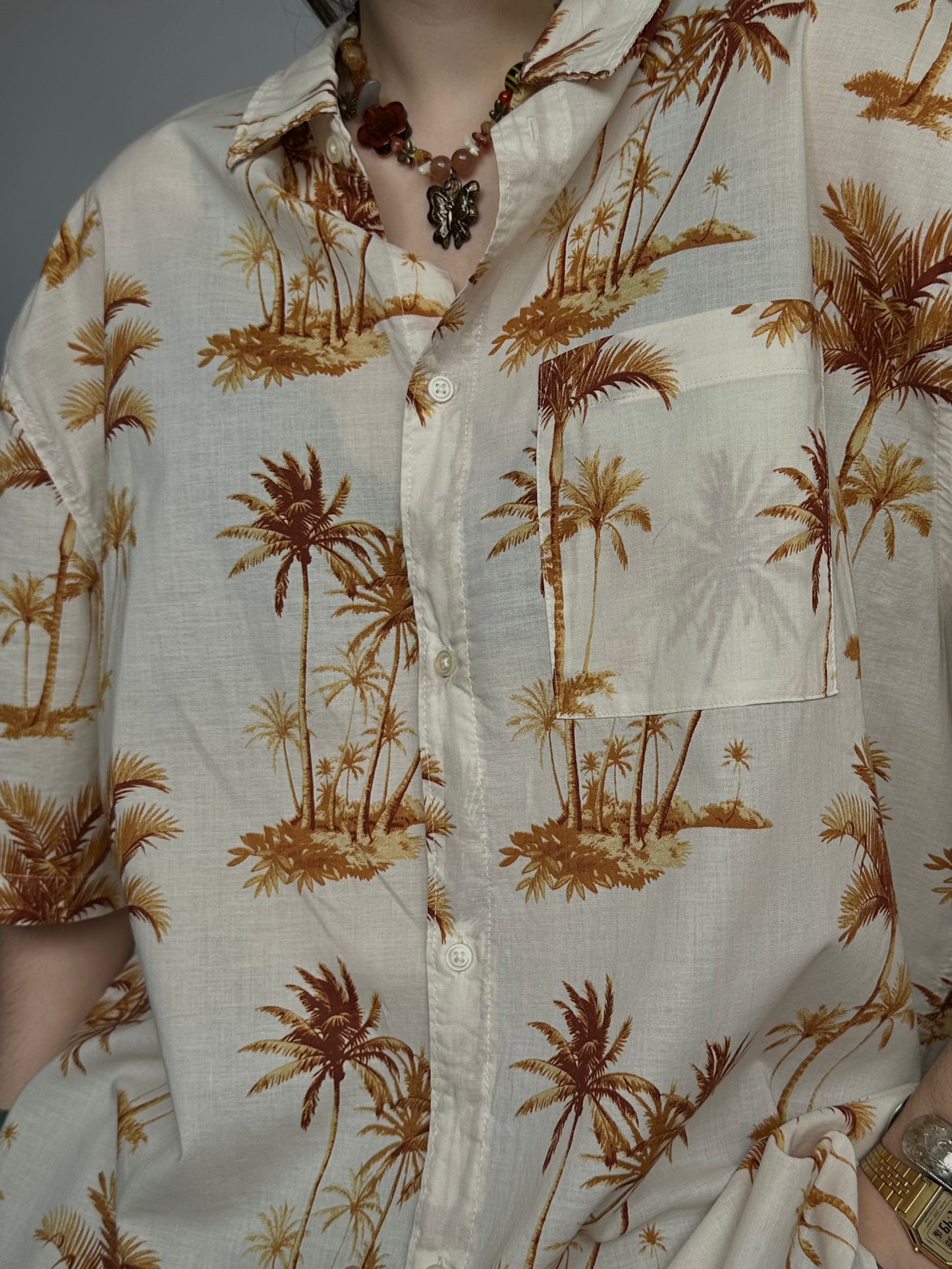 Бавовняна гавайка з пальмами H&M(XL)