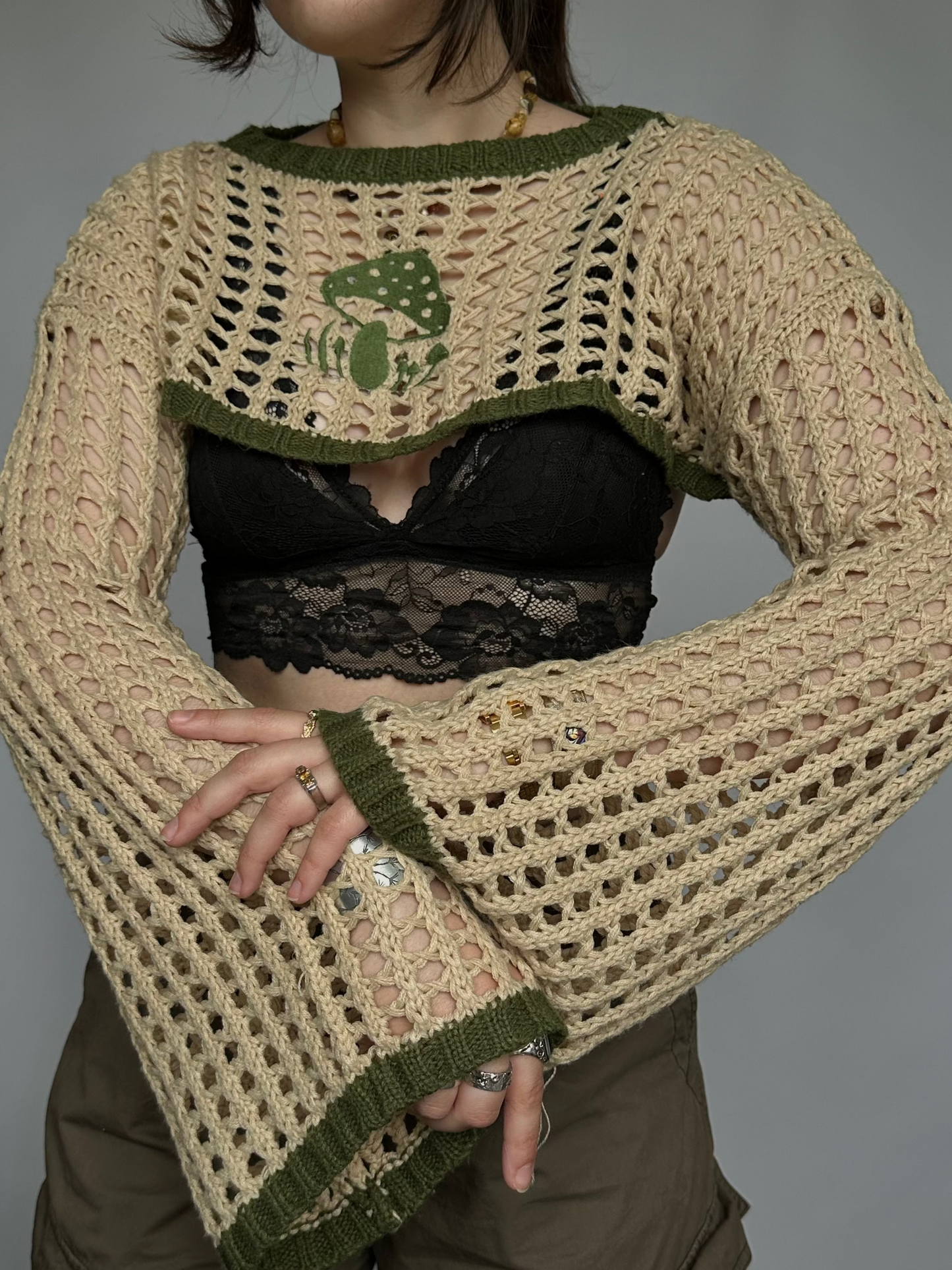 Вʼязаний топ з грибочком (one size)