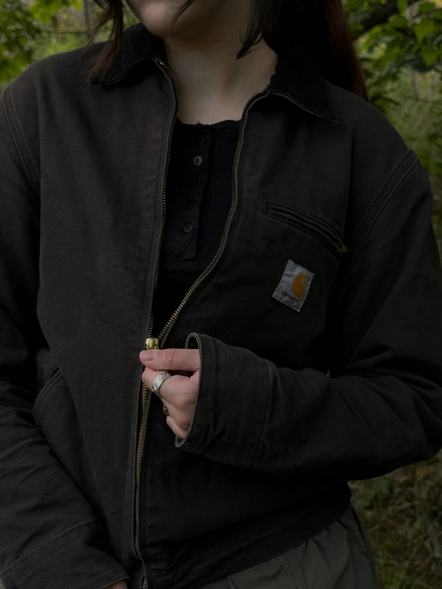 Carhartt WIP OG Detroit Jacket Aged Canvas Tobacco / Black (S/M)