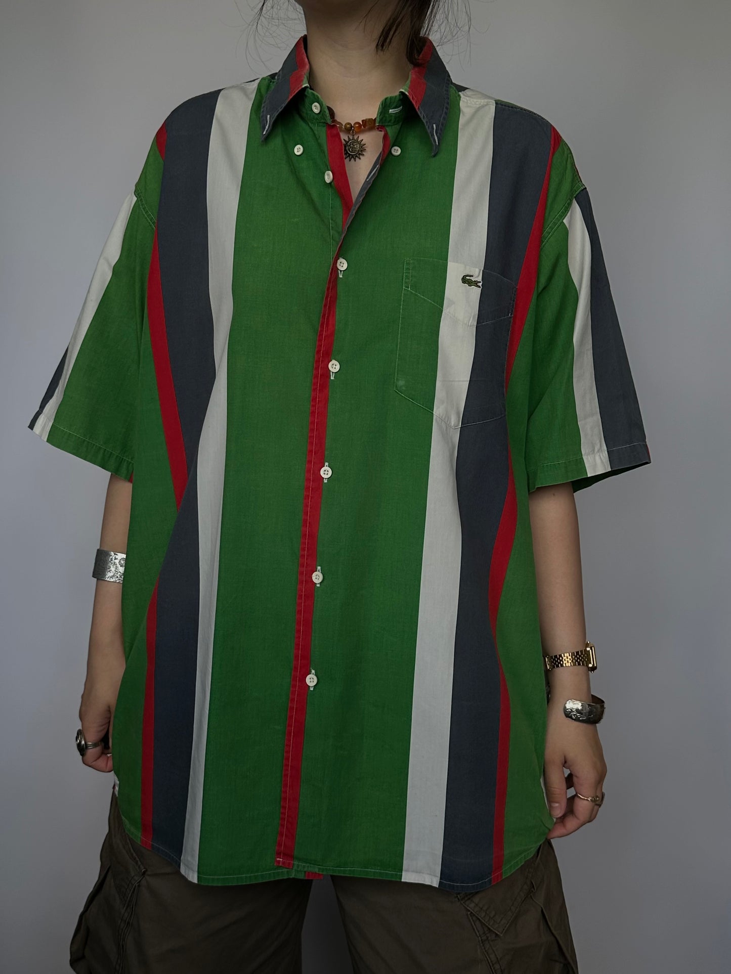 Вінтажна сорочка в смужку Lacoste(L)