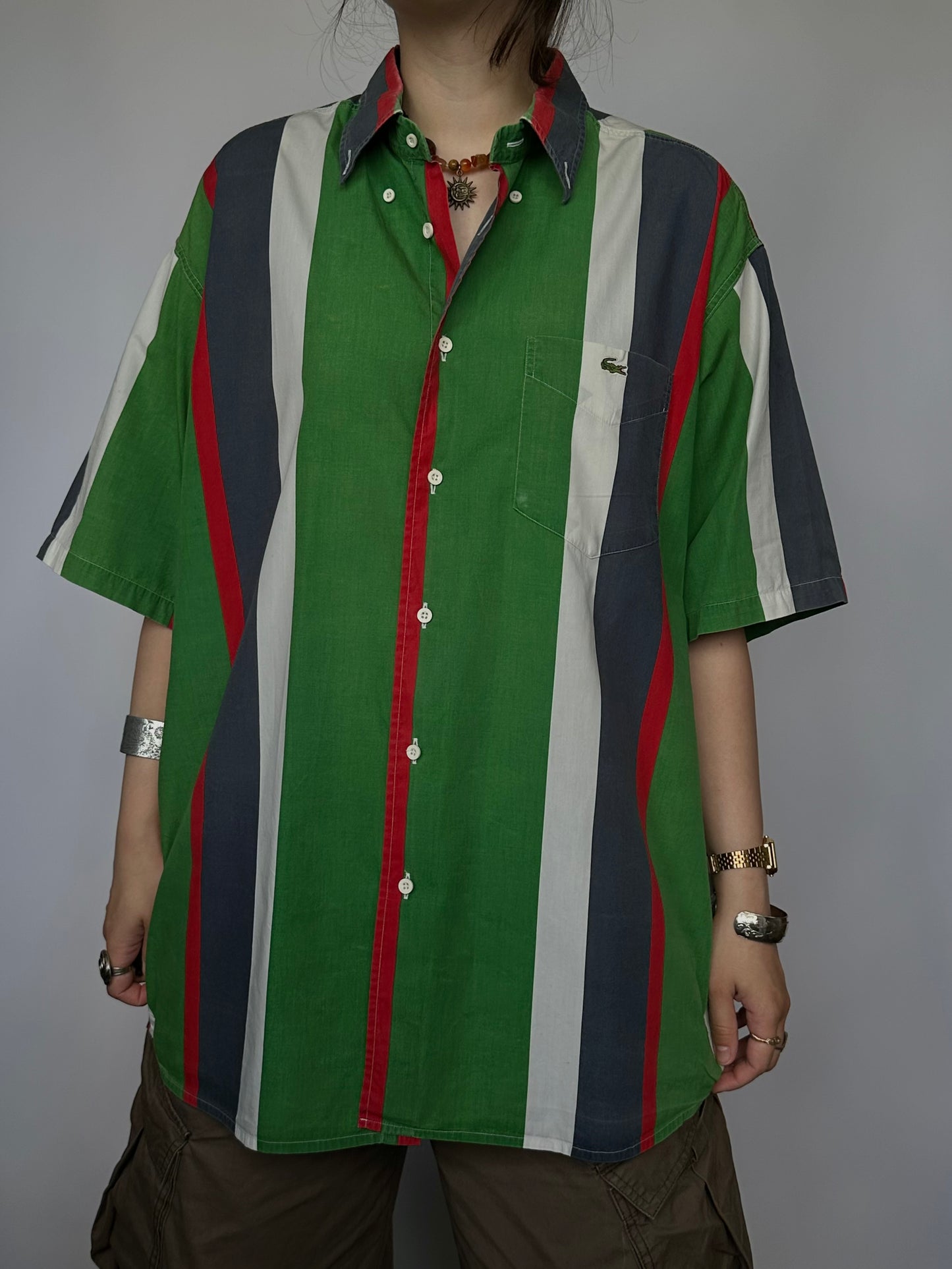 Вінтажна сорочка в смужку Lacoste(L)