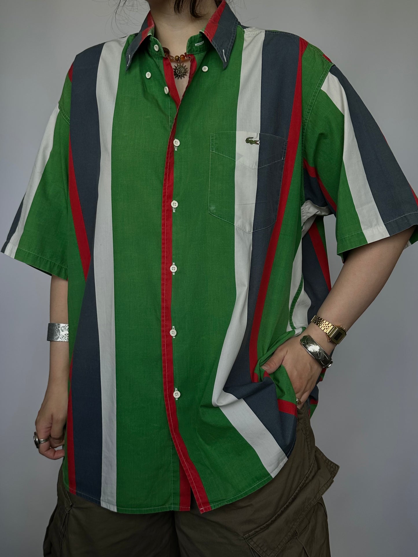 Вінтажна сорочка в смужку Lacoste(L)