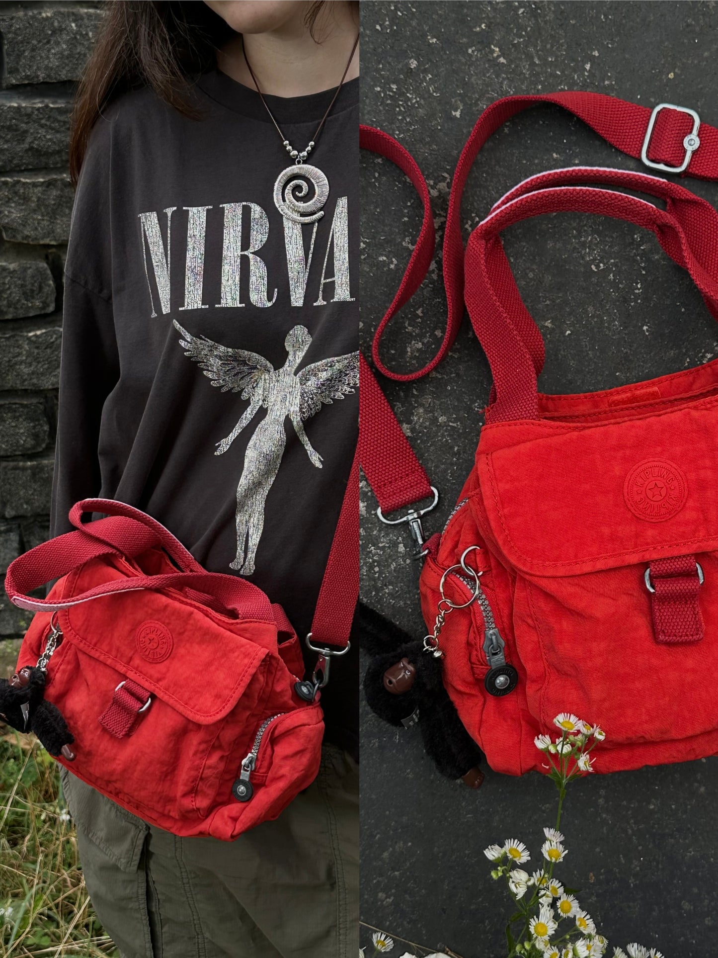Вінтажна червона сумка Kipling⁺₊✧